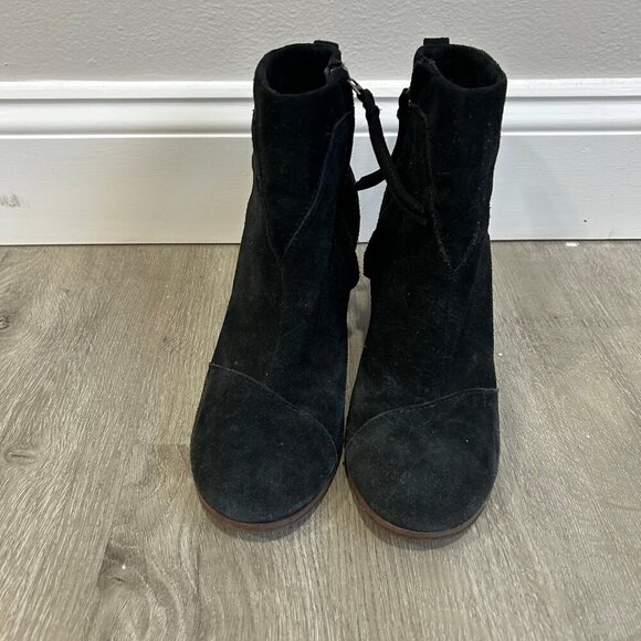 Toms Women’s Lunata Black Ankle Heel Boots Booties Zip Up Size 8 - Picture 2 of 8